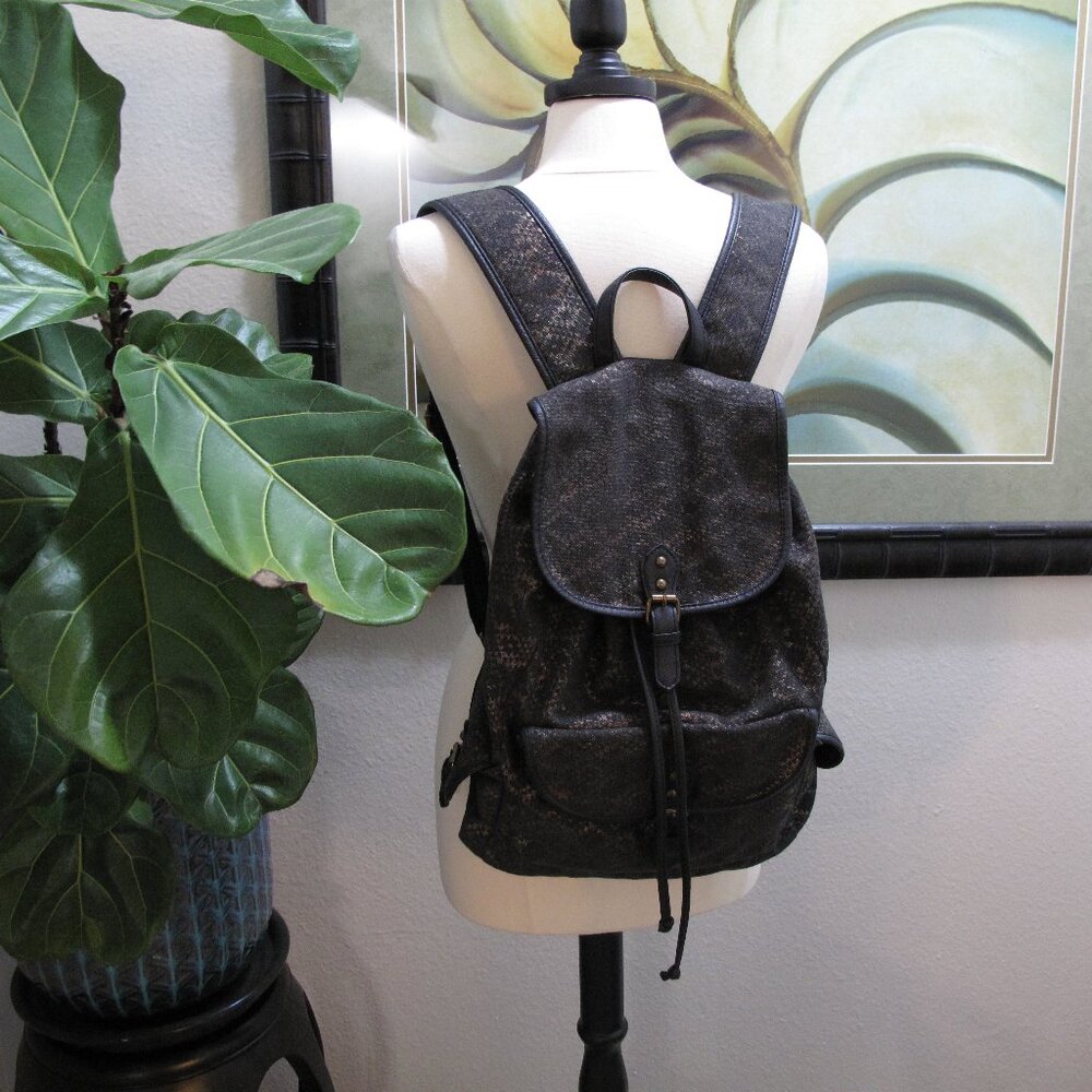 MOSSIMO Black Canvas Printed Backpack